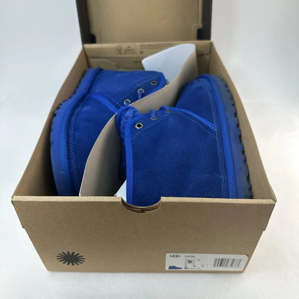 UGG Neumel Boot Cobalt Blue Suede Sheepskin Men's Size 9 With Box